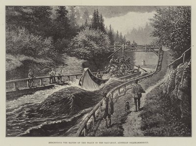 نزول منحدرات القطار في قارب الملح ، Salzkammergut النمساوي بواسطة يوهان نيبوموك شونبيرج